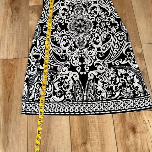 WHBM Black & White 3/4 Sleeve Square Neck Lightweight Pattern Midi-Knee Size XS - Picture 6 of 12